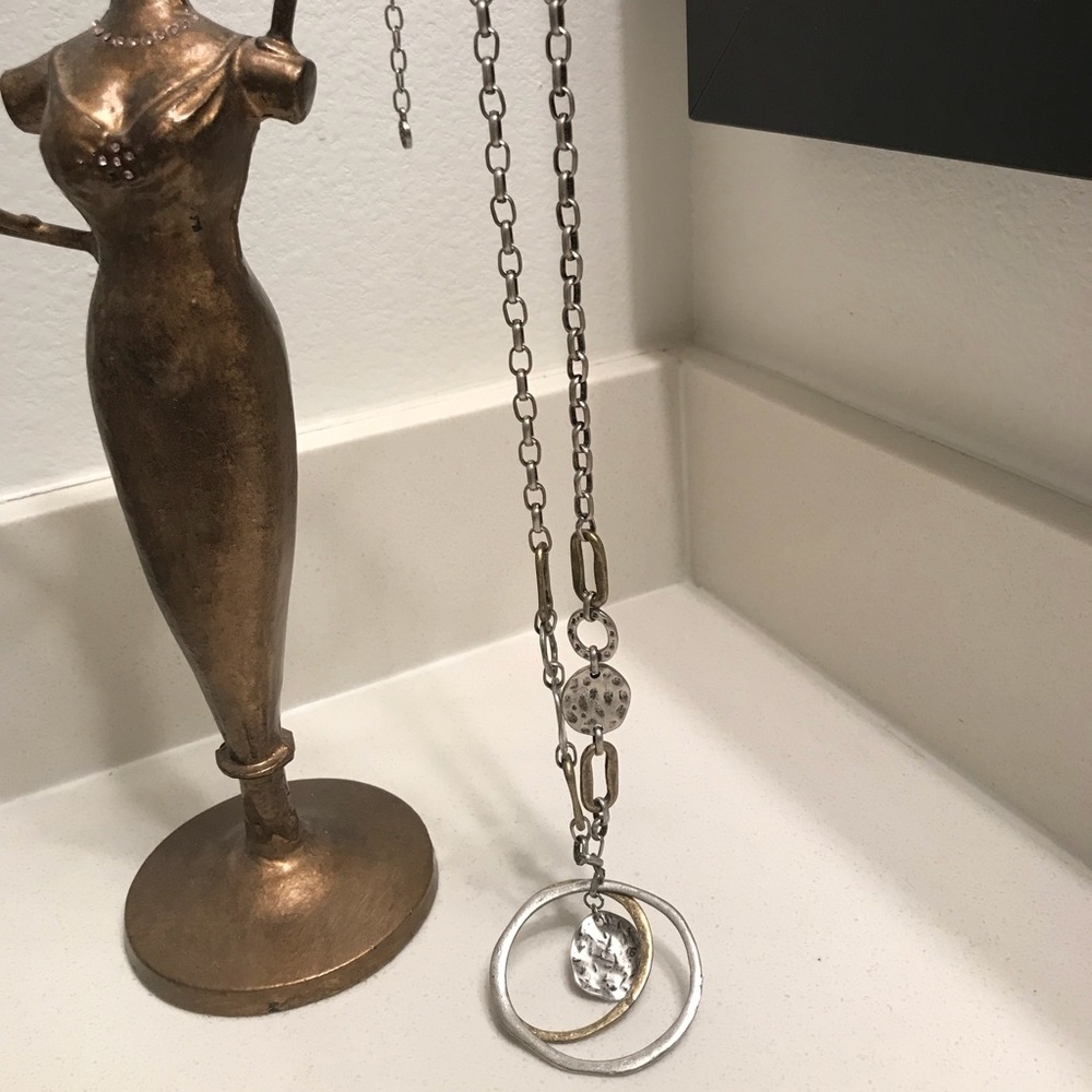 Ruby Road necklace. Gold and silver metal. 12-14”